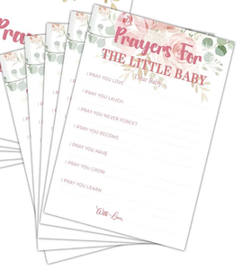 lot 605 image: Baby Shower Game - Prayers For The Little One Gender Reveal Party Game - Retail $9