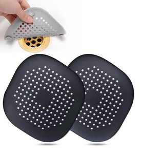 lot 607 image: Hair Drain Catcher,Square Drain Cover for Shower Silicone Hair Stopper with Suction Cup,Easy to Install Suit for Bathroom,Bathtub,Kitchen 2 Pack (Black)