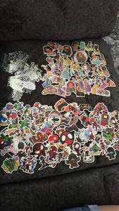 lot 620 image: Large Mixed Sticker Bundle - Disney Princess, Marvel Spidey & Holographic Designs All in Plastic 6 Hole Binder Container - Retail $17