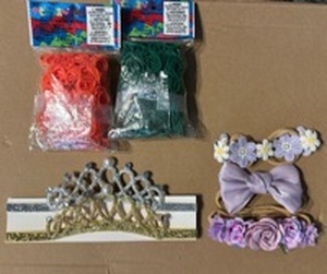 lot 626 image: Baby Hair Accessories Bundle with Headbands and Rainbow Loom Bands Refill Packs - Retail $18