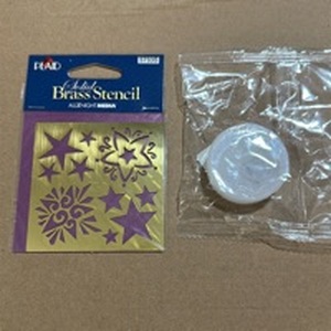lot 635 image: All Night Media Solid Brass Stencil Stars Set and Small Rose Resin Mold. - Retail $16