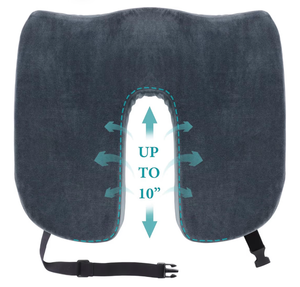 lot 640 image: Tailbone Pain Relief Office Chair Cushion 10-Inch Extended U-Cutout,Large-18x16x3,Coccyx,Sciatica Pain Relief Memory Foam Wheelchair Car Seat Cushion,But Pillow Pad for Pressure Relief, Blue Grey - Retail $30