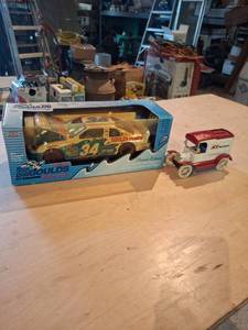 lot 1602 image: Team Goulds Die Cast Stock Car and Ace Truck Bank