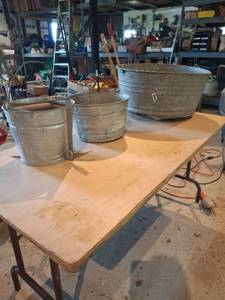lot 1668 image: Galvanized Metal Buckets - Lot of 3