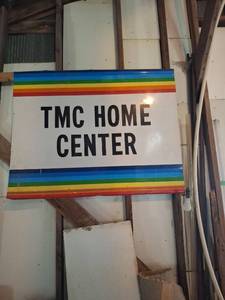lot 1692 image: TMC Home Center Sign Rainbow Stripes