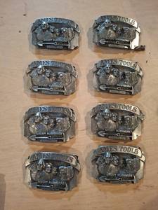lot 1727 image: (8) Ames Tools Mount Rushmore Belt Buckles