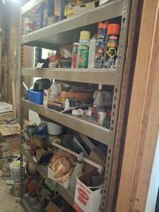 lot 1784 image: Industrial Steel Shelving Unit with Contents