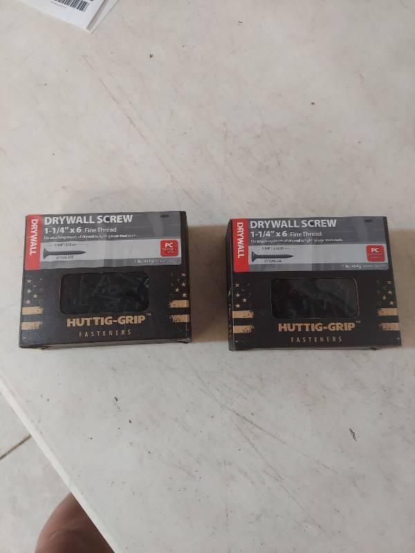 lot 1223 image: 2 Boxes Huttig-Grip Drywall Screw 1-14 x 6 Fine Thread 1 lb.