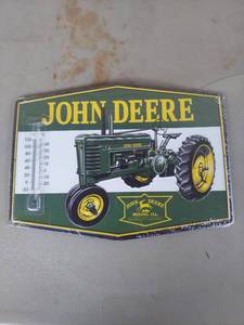 lot 1247 image: John Deere Moline Ill. Thermometer Sign
