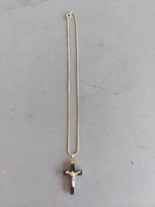 lot 1825 image: Chain Necklace with Black Cross Crucifix Pendant