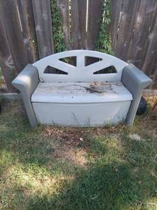 lot 1840 image: Plastic Outdoor Storage Bench