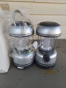 lot 1874 image: (2) LED Camping Lanterns Silver