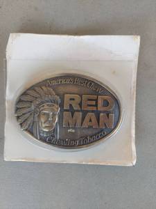 lot 1879 image: Red Man Chewing Tobacco Belt Buckle