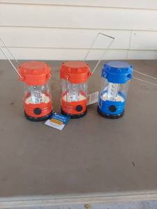 lot 2114 image: LED Lantern Super Bright Adjustable 3-Pack (2 Red, 1 Blue)