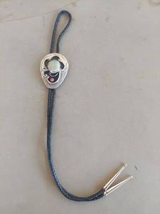 lot 2115 image: Bolo Tie with Turquoise and Coral Stone Inlay