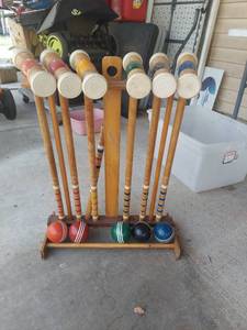 lot 2132 image: Croquet Set with Stand