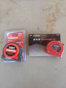 lot 2134 image: Prowin 25 ft Tape Measure and Tool Shop 16 ft Tape Measure Set