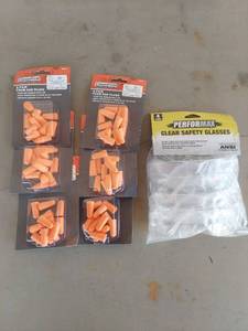 lot 2158 image: Champion 6 Pair Foam Ear Plugs and Performax 4 Pack Clear Safety Glasses Lot
