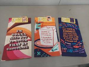 lot 2200 image: 3 Blue Q Dish Towels, Assorted Designs 21 x 28