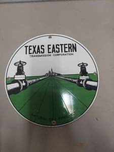 lot 2202 image: Texas Eastern Transmission Corporation Natural Gas Pipelines Enameled Sign