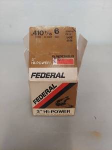 lot 2203 image: Federal .410 116 oz 6 Shot 3 Inch Hi-Power Shotshells 25 Count