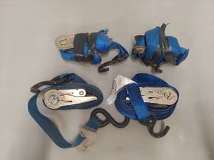 lot 2211 image: (4) Ratchet Tie Down Straps - Blue Webbing
