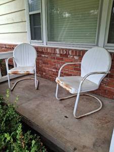 lot 1017 image: (2) Bayou Metal Lawn Chairs