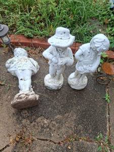 lot 1025 image: Concrete Garden Statuary Lot - 3 Pieces, All Have Cracks