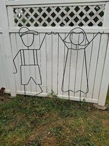lot 1026 image: Pair of Metal Wire Boy and Girl Silhouettes