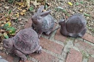 lot 1036 image: Animal Garden Decorations - Lot of 3 - Rabbit, Turtle, Snail
