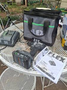 lot 1057 image: Flex 24V Brushless Drill Driver Kit with 2.5Ah Battery, Charger and Bag