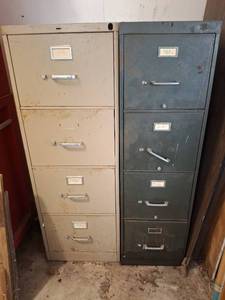 lot 1102 image: Two 4-Drawer Metal File Cabinets with Contents
