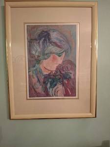 lot 1124 image: Limited Edition Framed Print - Signed Barbara A Wood and Artist Proof - Woman with Roses