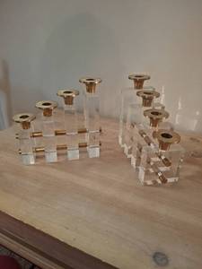 lot 1151 image: Candle Holders - Set of 2, Acrylic with Brass