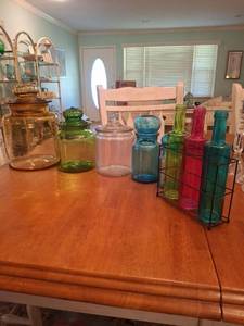 lot 1187 image: Assorted Glass Canisters and Bottles Lot