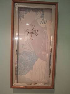 lot 1202 image: Wall Decor - Framed Wall Clock with Framed Prints