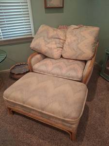lot 1208 image: Upholstered Chair and Ottoman Set