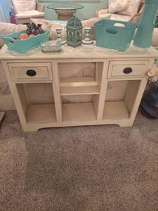 lot 1212 image: Cream Sofa Table with 2 Drawers - No Contents