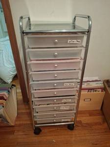 lot 1227 image: Rolling Storage Cart with Scrapbooking Papers