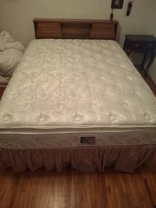 lot 1230 image: Queen Size Mattress Set with Headboard and Bed Frame