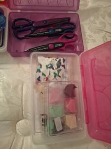 lot 1238 image: Craft Supplies - Scissors, Tape, Glue, Grommet Tool Set