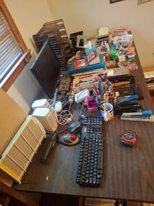 lot 1271 image: Office Supplies Lot - Keyboard, Monitor, Supplies, Organizers & More