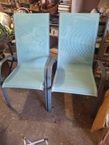 lot 1335 image: Pair of Turquoise Outdoor Chairs