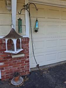 lot 1379 image: 3 Outdoor Bird Feeders with Bent Shepherds Hook