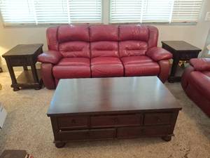 lot 3 image: 3 Living Room Tables - Wooden Storage Coffee Table and 2 End Tables