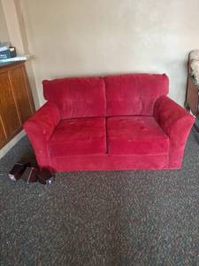 lot 1008 image: Red Two-Seat Loveseat