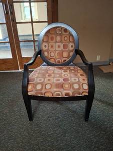 lot 1011 image: Upholstered Accent Chair with Oval Back, Black Frame