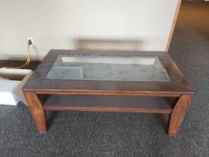lot 1035 image: Coffee Table with Glass Top and Shelf