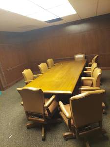 Conference Table with 9 Rolling Armchairs