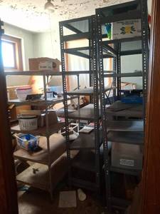 lot 1074 image: 3 Metal Shelves and Contents of Room - Upstairs